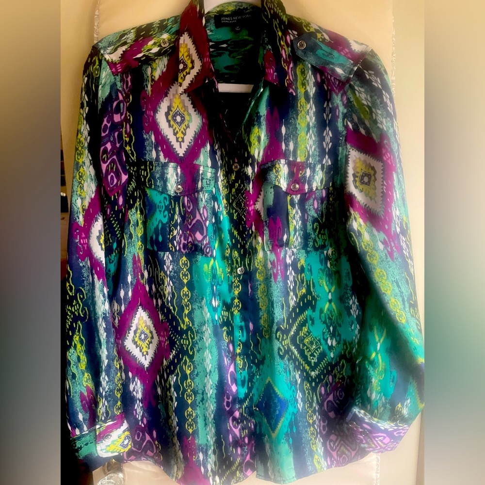 Jones New York Multicolor Patterned Women's Top